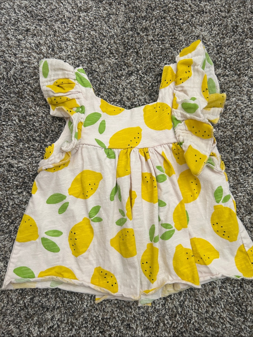 Zara Girls Lemon Print Flutter Sleeve Tank Top - Yellow & Green